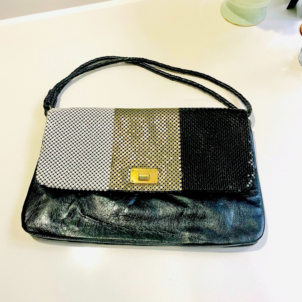Elliott Lucca Mesh Black Leather Clutch